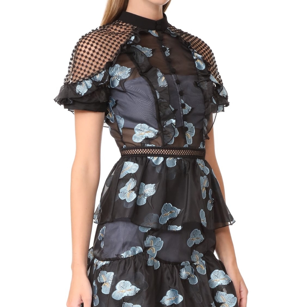 self portrait Fil Coupe Open Back Cape midi Dress - Picture 5 of 6